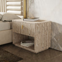 Daystar + Roma - Modern Beige Velvet + Travertine + Gold Bedroom Set