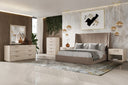 Roma - Modern Taupe Microfiber Upholstered Bed