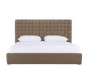 Rousey + Roma - Modern Taupe Fabric + Walnut 4-Piece Bedroom Set
