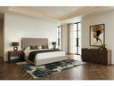 Rousey + Roma - Modern Taupe Fabric + Walnut 4-Piece Bedroom Set