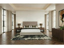Rousey + Roma - Modern Taupe Fabric + Walnut 4-Piece Bedroom Set