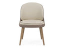 Pangea - Mid-Century Modern Cream & Taupe Vegan Leather + Grey Ash Dining Chair (Set of 2)