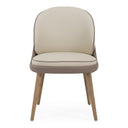 Pangea - Mid-Century Modern Cream & Taupe Vegan Leather + Grey Ash Dining Chair (Set of 2)