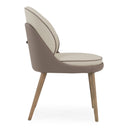 Pangea - Mid-Century Modern Cream & Taupe Vegan Leather + Grey Ash Dining Chair (Set of 2)