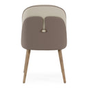 Pangea - Mid-Century Modern Cream & Taupe Vegan Leather + Grey Ash Dining Chair (Set of 2)