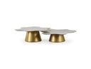 Gabbro - Glam White Marble + Gold Nesting Coffee Table Set