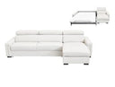 Sacha - Modern White Leather Reversible Sectional Sofa Bed with Storage