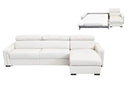 Sacha - Modern White Leather Reversible Sectional Sofa Bed with Storage