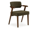 Sacks - Mid-Century Modern Green Fabric + Walnut Dining Chair