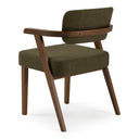 Sacks - Mid-Century Modern Green Fabric + Walnut Dining Chair