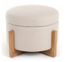 Sada - Mid-Century Modern Beige Linen + Chestnut Accent Chair