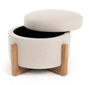 Sada - Mid-Century Modern Beige Linen + Chestnut Accent Chair