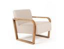 Sada - Mid-Century Modern Beige Linen + Chestnut Accent Chair