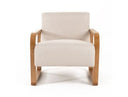 Sada - Mid-Century Modern Beige Linen + Chestnut Accent Chair