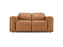 Sandstone - Modern Brown Leather Loveseat w/ 2 Electric Recliners