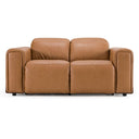 Sandstone - Modern Brown Leather Loveseat w/ 2 Electric Recliners