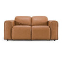 Sandstone - Modern Brown Leather Sofa w/ 2 Electric Recliners