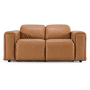 Sandstone - Modern Brown Leather Loveseat w/ 2 Electric Recliners