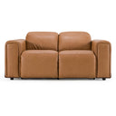 Sandstone - Modern Brown Leather Loveseat w/ 2 Electric Recliners