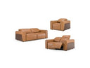 Sandstone - Modern Brown Leather Sofa Set w/ Electric Recliners