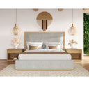 Santa Barbara - Modern Grey Fabric + Natural Bedroom Set