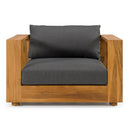 Santorini - Outdoor Grey Olefin Fabric + Natural Teak Sofa Set