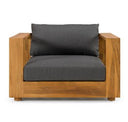Santorini - Outdoor Grey Olefin Fabric + Natural Teak Sofa Set