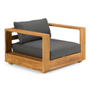 Santorini - Outdoor Olefin Fabric + Natural Teak Lounge Chair