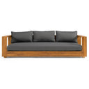 Santorini - Outdoor Grey Olefin Fabric + Natural Teak Sofa Set