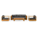 Santorini - Outdoor Grey Olefin Fabric + Natural Teak Sectional Sofa