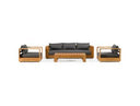 Santorini - Outdoor Grey Olefin Fabric + Natural Teak Sofa Set
