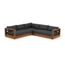 Santorini - Outdoor Grey Olefin Fabric + Natural Teak Sofa Set