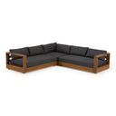 Santorini - Outdoor Grey Olefin Fabric + Natural Teak Sectional Sofa