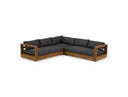 Santorini - Outdoor Grey Olefin Fabric + Natural Teak Sectional Sofa