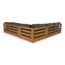 Santorini - Outdoor Grey Olefin Fabric + Natural Teak Sectional Sofa