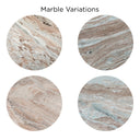 Malibu 70" Oval Dining Table in Sawar Marble with Antique Gold Base, view 9