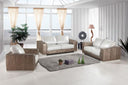 Cordova Modern Bronze & White Leather Sofa Set