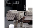 Lumy - Modern Tufted White Leather Loveseat with Crystals