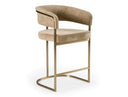 Sebastian - Modern Brown Fabric + Antique Brass Counter Chair