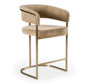 Sebastian - Modern Grey Fabric + Stainless Steel Counter Chair