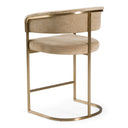 Sebastian - Modern Brown Fabric + Antique Brass Counter Chair
