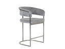 Sebastian - Modern Grey Fabric + Stainless Steel Counter Chair