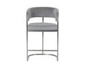 Sebastian - Modern Grey Fabric + Stainless Steel Counter Chair