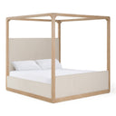 Sergio - Modern Beige Fabric + Natural Oak Canopy Bed