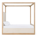 Sergio - Modern Beige Fabric + Natural Oak Canopy Bed