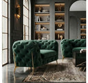 Sheila - Transitional Emerald Green Fabric Loveseat