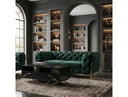 Sheila - Transitional Emerald Green Fabric Loveseat
