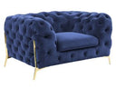 Sheila - Transitional Dark Blue Fabric Chair