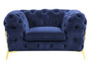 Sheila - Transitional Dark Blue Fabric Chair
