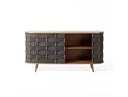 Sheridan - Mid-Century Modern Grey Fabric + Walnut Buffet